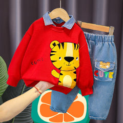 Full Sleeves Animal Printed Shirt & Denim Jeans From 9 Months-4 Years