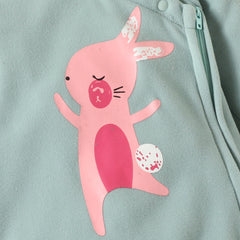 Full Sleeves Rabbit Print Cute Hooded Rabbit Ear Zip-Up Winter Jumpsuit From New Born-18 Months