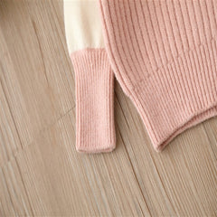 Full Sleeves Drop Shoulder Bow Attached Knitted Sweater With Flare Pant From 1-6 Years