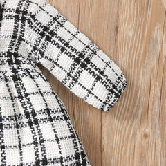 Full Sleeves Fall winter Plaid Button Trench Coat Dress With Headband From 3 Months - 3 Years