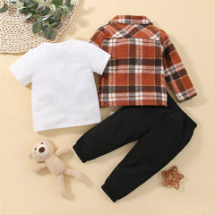 Full Sleeves Plaid Woolen Ribbed Shirt & Half Sleeves Vest With Lounge Pant Set From 1-5 Years