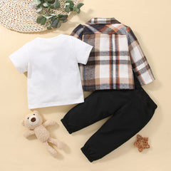 Full Sleeves Plaid Woolen Ribbed Shirt & Half Sleeves Vest With Lounge Pant Set From 1-5 Years