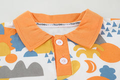 Orange Full Sleeves Overall Printed T-Shirt With Denim Jeans From 3 Months - 4 Years