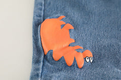 Orange Full Sleeves Overall Printed T-Shirt With Denim Jeans From 3 Months - 4 Years