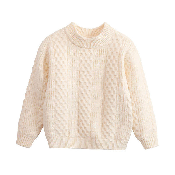 Full Sleeves Crewneck Cable Knit Design Textured Sweater From 3 - 8 Years