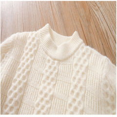 Full Sleeves Crewneck Cable Knit Design Textured Sweater From 3 - 8 Years