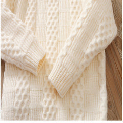 Full Sleeves Crewneck Cable Knit Design Textured Sweater From 3 - 8 Years