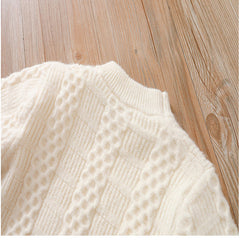 Full Sleeves Crewneck Cable Knit Design Textured Sweater From 3 - 8 Years