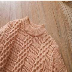 Full Sleeves Crewneck Cable Knit Design Textured Sweater From 3 - 8 Years