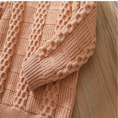 Full Sleeves Crewneck Cable Knit Design Textured Sweater From 3 - 8 Years