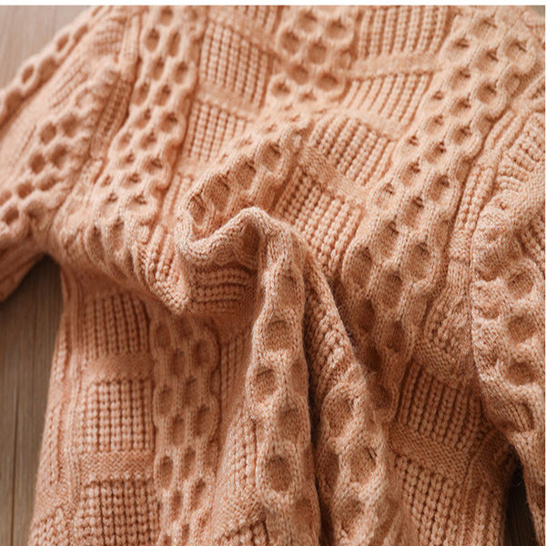 Full Sleeves Crewneck Cable Knit Design Textured Sweater From 3 - 8 Years