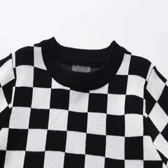 Full Sleeves Checkered Board knitted Pullover Sweater From 1- 7 Years