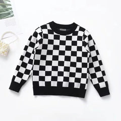 Full Sleeves Checkered Board knitted Pullover Sweater From 1- 7 Years