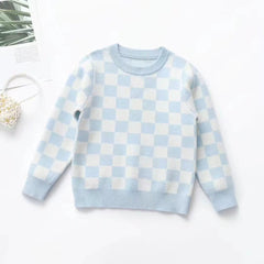 Full Sleeves Checkered Board knitted Pullover Sweater From 1- 7 Years