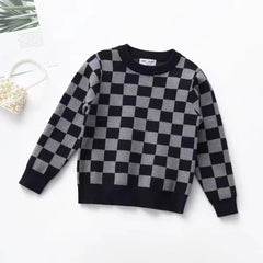 Full Sleeves Checkered Board knitted Pullover Sweater From 1- 7 Years