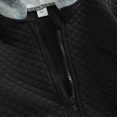 Black Full Sleeves Solid Waffle Zip-Up Hooded Top From 9 Months - 5 Years