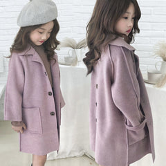 Full Sleeves Single Breasted Dual Pocket Thick Long Winter Coat From 3 -9 Years