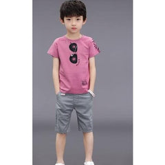 Half Sleeves Goggle Print T-Shirt With Shorts From 3-9 Years