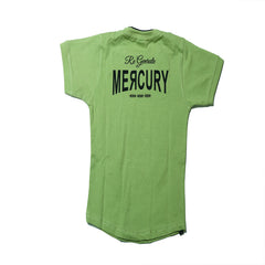 Half Sleeves Front & Back "MERCURY" Text Printed T-Shirt With Dark Blue Denim Shorts