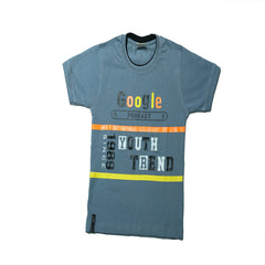 Half Sleeves Front & Back "GOOGLE" Text Printed T-Shirt With Black Denim  Shorts