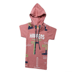 Half Sleeves Front & Back "HAPPENS" Text Printed Hooded T-Shirt With Shorts