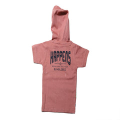 Half Sleeves Front & Back "HAPPENS" Text Printed Hooded T-Shirt With Shorts