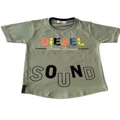 Half Sleeves Front & Back "DIESEL" Text Printed T-Shirt With Black Denim  Shorts