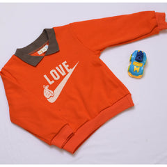 Full Sleeves Printed O Neck Sweatshirt Attached Collar With Joggers From 9 Months-4 Years