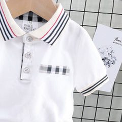 White Collared Half Sleeves T-Shirt & Shorts From 1-6 Years