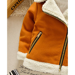 Full Sleeves Down Collar Warm Fleece Zip Detail Jacket From 9 Months-4 Years