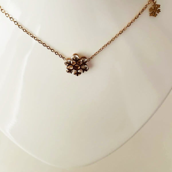 Rose Gold Plated Snowflake Pendant With Chain