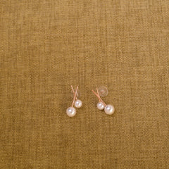 Rose Gold Cross Pearl Earrings