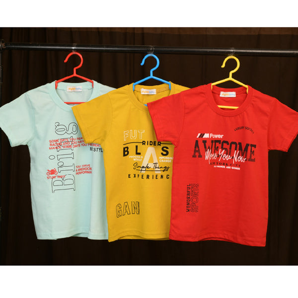 Combo Of Three Half Sleeves Multi Print T-Shirts For Boys