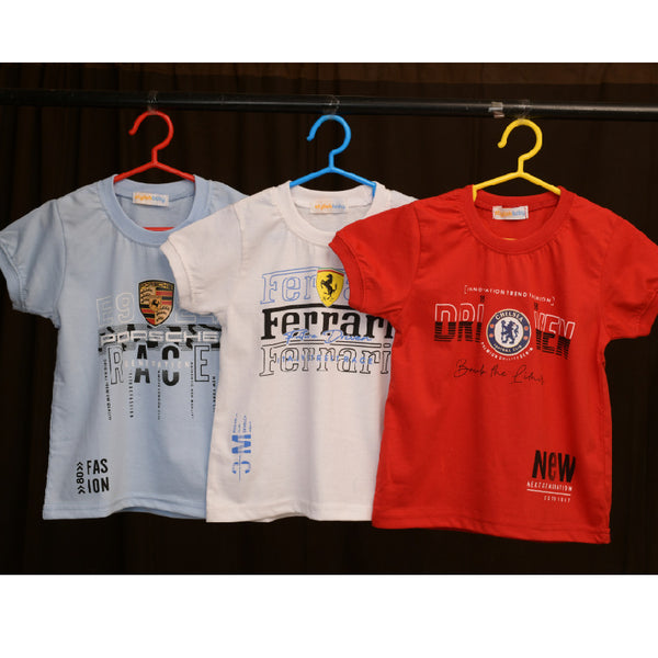 Combo Of Three Half Sleeves Multi Print T-Shirts For Boys