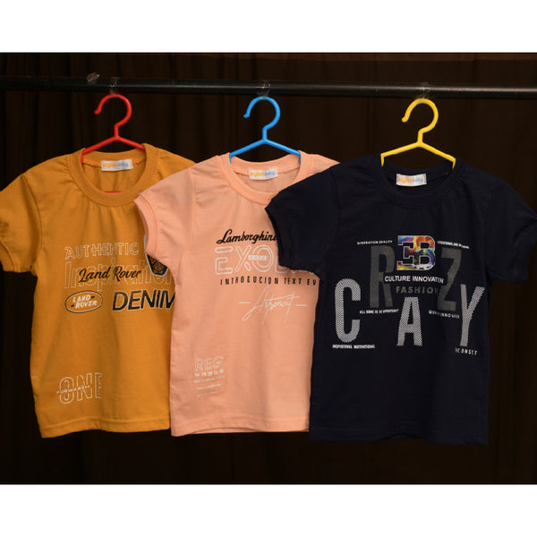 Combo Of Three Half Sleeves Multi Print T-Shirts For Boys