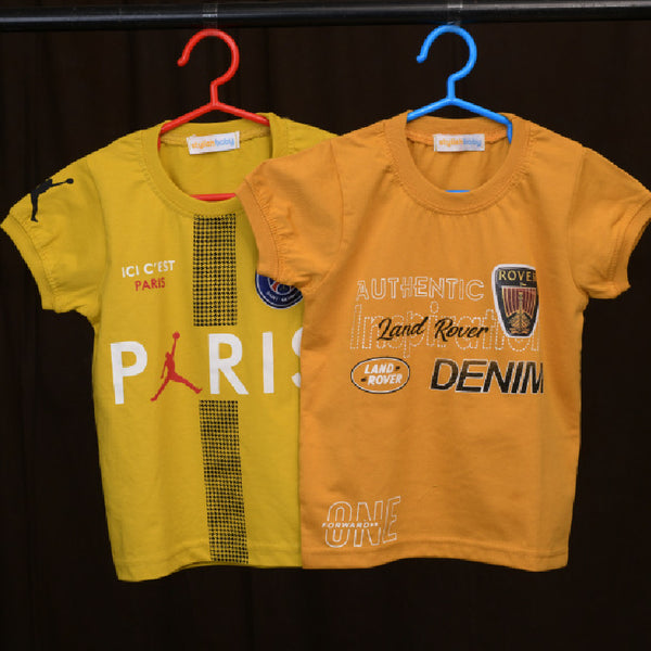 Combo Of Two Half Sleeves Multi Print T-Shirts For Boys