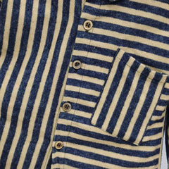 Blue Striped Full Sleeves Front Pocket Striped Shirt From 1-7 Years