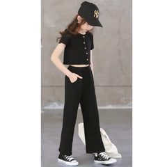 Half Sleeves Crop Top With High Waist Long Pants From 3-9 Years