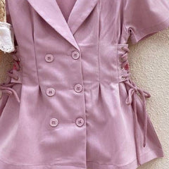 Turn - Down Collar Coat Style Summer Dress From 2-7 Years