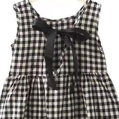 Sleeveless Checkered Dress with Ribbon From 1-5 Years