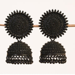 Black Contemporary  Jhumkas Earrings