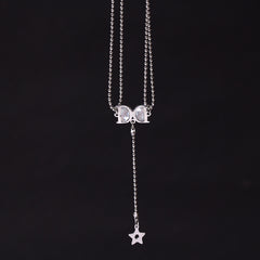 Silver Double D Star Lariat Necklace