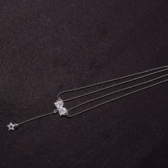 Silver Double D Star Lariat Necklace