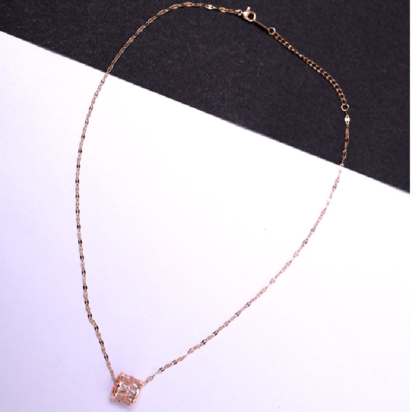 Rose Gold Wide Ring Pendant With Chain