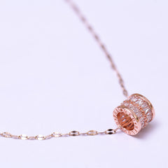 Rose Gold Wide Ring Pendant With Chain