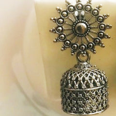 Silver Oxidised Textured Dome Shaped Jhumkas