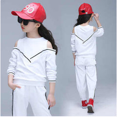 Full Sleeves Cold Shoulder Track Suit Set For Girls From 2-5 Years