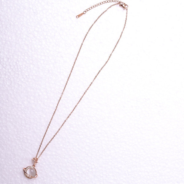 Rose Gold Planet Charm Pendant With Chain