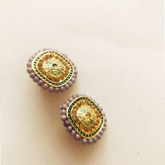 Grey Gold-Plated Square Studs