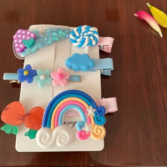 Set Of 6 Candy & Rainbow Hair Clips